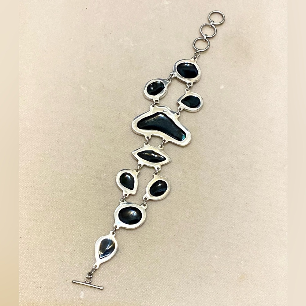 Sterling Silver Abalone Shell Statement Bracelet … - image 5